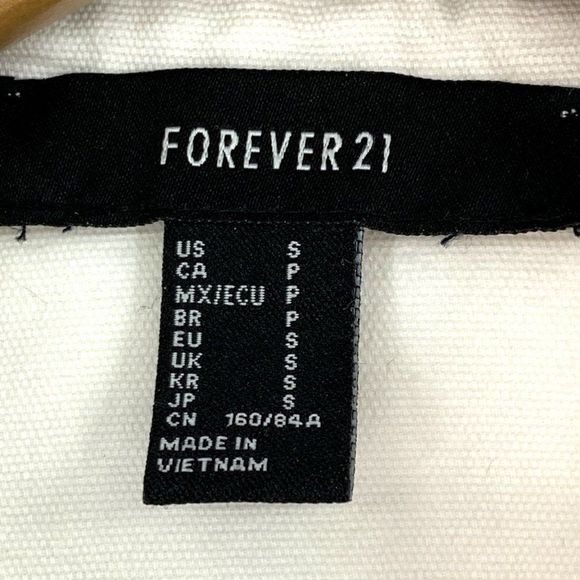 Womens Forever 21 Sz Small Ivory Denim Jacket Light Weight Button 0717 - Picture 6 of 7